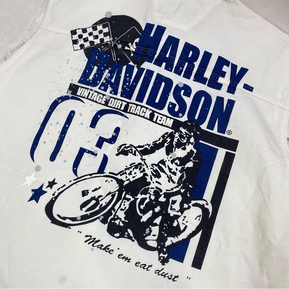 Harley-Davidson dirt Track Team White button down sleeveless Vest size XL - Picture 14 of 16